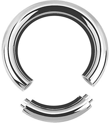 Treuheld® | 4mm x 12mm Segmentring Piercing Ring | Chirurgenstahl | Dick | Silber | Intimpiercing für Frau und Mann, Septum, Ohr, Lobe, Nase, PA