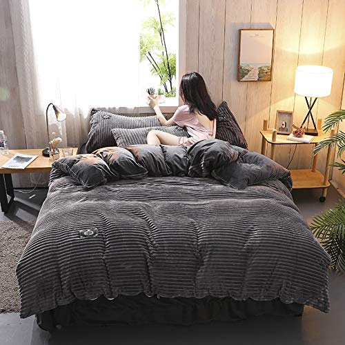 Juego de ropa de cama de forro polar, cama de invierno, doble cara, forro polar, funda nórdica de franela (A9, 220 x 240 + 50 x 75 cm x 2)