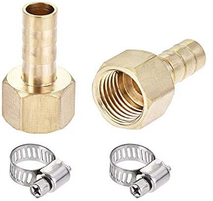 sourcing map Brass Barb Hose Fitting Connector Adapter 8mm Barbed x G1/4 Female 2Set