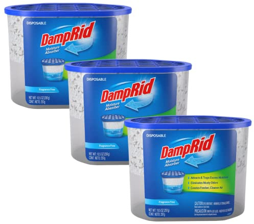 DampRid Fragrance Free Disposable Moisture Absorber - 10.5 oz. Each - 3 Pack – Attracts & Traps Excess Moisture, Eliminates Musty Odors, Creates Fresher, Cleaner Air White