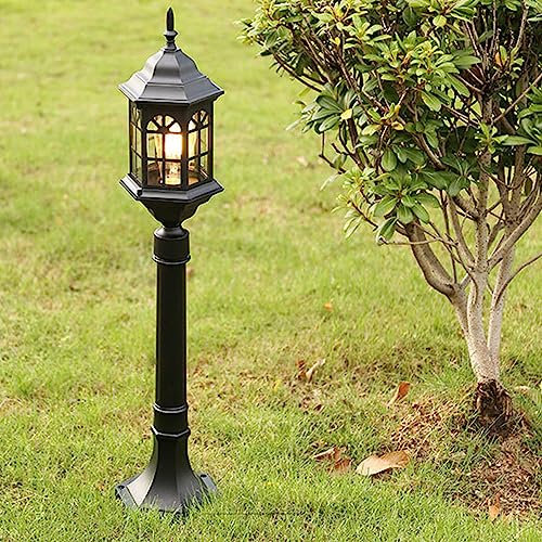 ChaoZan Lampe de Jardin Vintage Extérieur Lampe sur Pied E27 Aluminium Lampadaire Chemin Étanche IP65 Lumineuse Rétro Lanterne Pilier lampadaire européen Métal Pelouse Allée Pont Herbe Villa