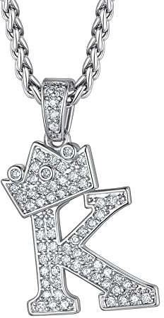 Richsteel Men Necklace K Hip Hop Chain With Pendant Boys Initial Necklaces Bling Bling