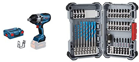 Bosch Professional GDS 18V-1050 H solo lboxx + 35 tlg. Multi Construction Bohrer- und Schrauberbit Set (Impact Control, Pick and Click, Zubehör Schlagschrauber)