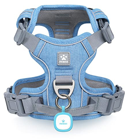 Pawaii No Pull Dog Harness with Pet ID Tag,Reflective Strips No Choke Front O Ring Breathable Mesh Adjustable Soft Padded Pet Vest with Easy Control Handle for Small Dogs