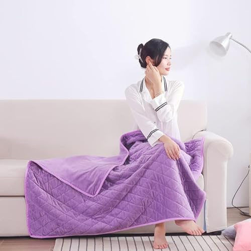Sysow Electric Blanket Single, 75x120cm Heated Blanket USB Powered 5V Energy Efficient, 3 Temperature Setting, Soft Flannel, Electric Heated Blanket Throw for Sofa Chair, Machine Washable (Purple)…