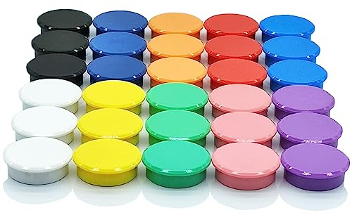 ZDZBLX Fridge Magnets, Heavy Duty Strong Refrigerator Magnets for Whiteboard Locker, 30 Pack Decorative Round Magnets in 10 Colors, Cute Colored Magnet for Fridge, Office, Kitchen, Classroom, Home
