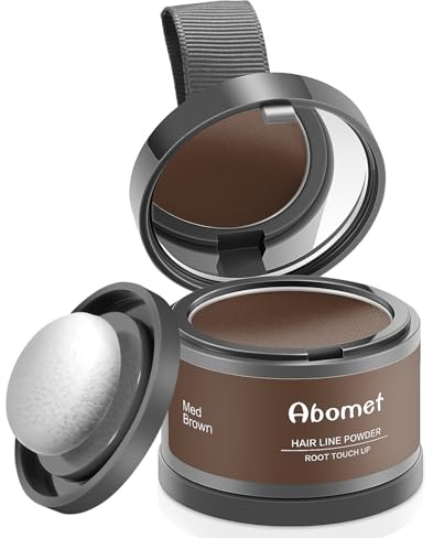 Abomet Root Touch Up Instantly Gray Hair Coverage Hairline Powder for Women & Men, Medium Brown for Concealing Hair Loss & Thinning Hair