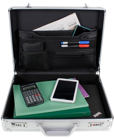 AR BRAND EST. 2021 Aluminium Briefcase Business Office Travel Work Laptop Attaché Bag (Silver)
