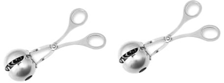 HEMOTON 2 Pièces Cuillère à Fruits Fabricant Express De Boulettes De Viande Pinces à Viande Boulette à Viande pour Cake Pops Façonneur De Boulettes De Viande Moule Palet Acier Inoxydable