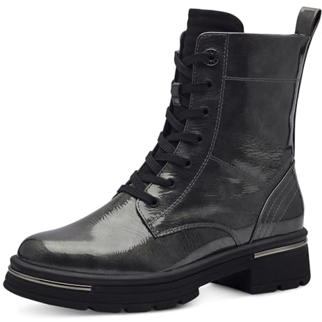 Marco Tozzi Bottines à lacets pour femme 2-25283-43 - Gris foncé - Brevet - Taille 40 EU, Brevet gris Dk, 40 EU