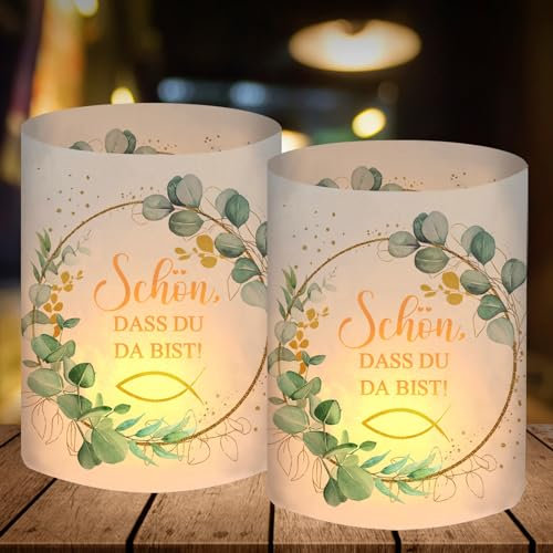 12 Windlicht Tischdeko Kommunion Konfirmation Taufe Firmung Christliche, Erstkommunion Deko Mädchen, Taufdeko Junge Geschenke Gastgeschenke, Kommunionsgeschenke, Geeignet für Teelichter oder Kerzen