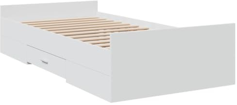 vidaXL Giroletto con Cassetti Bianco 75x190 cm in Legno Multistrato