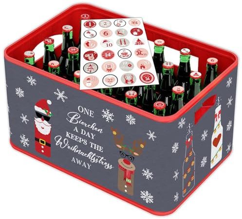 Calendario dell'Avvento Birra 2025 per Uomini, Calendario dell'Avvento Birra per Uomini Birra in Scatola - Banderuola in Feltro con Chiusura a Strappo e 24 Adesivi Numeri per Calendario della Birra