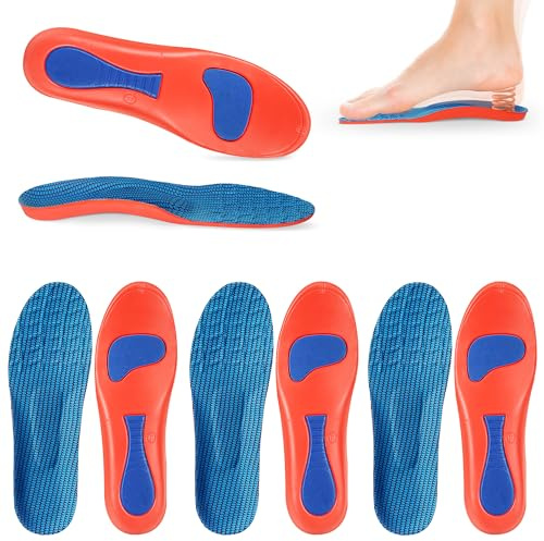 4 pares de plantillas ortopédicas, ergonómicas plantillas de gel, plantillas de zapatos de trabajo para hombre y mujer, soporte el arco plantar continuo para personas que están de pie durante mucho