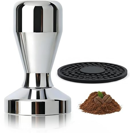 Professional Weighted Coffee Tamper with Silicone Mat – Ergonomic Espresso Press Tool for Consistent Extraction, Coffee Barista Accessories (58mm)