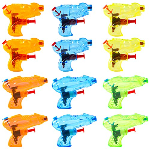 SULOLI 12PCS Pistola de Agua，Pistolas de Agua para Niño,Juguete para Fiestas de Piscina de Verano, Playa y Regalo de Cumpleaños,Exteriores Juguetes para Niños y Adultos