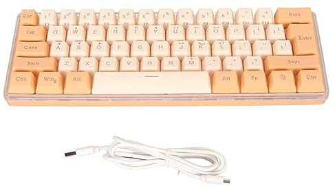 60% Trådanslutet Speltangentbord, RGB-minitangentbord med 6 Bakgrundsbelysningseffekter, Kompakt Tangentbord med 61 Tangenter för 11 10 8 7 Vista, USB-kabel, Plug and Play