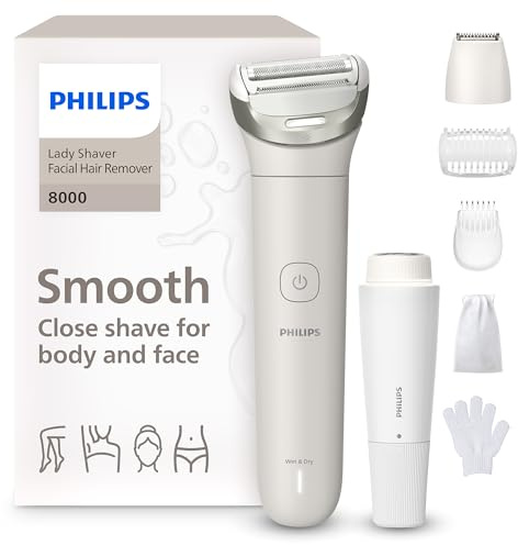 Philips Lady Shaver Series 8000 - Cordless, Wet & Dry Electric Shaver, 3-Blade Shaving System, Flexible Shaving Head, LED Light, for Face, Legs, Body & Bikini, 100 Mins. Runtime, Model BRL159/00
