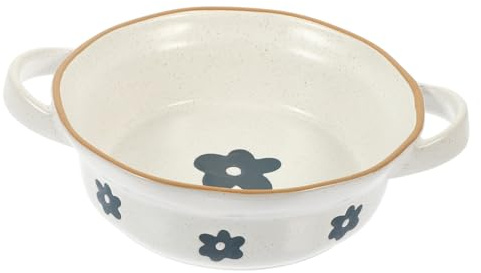 Gatuida Ciotola Ceramica con Doppio Manico per Zuppa e Insalata Versatile Scodella da Cucina in Stile Giapponese Facile da Pulire e Conservare