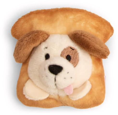 Mini MagNICI Hund med smörgås, 7 cm, beige, gosedjur med magnet, fäster på metallytor, magnettavlor och väskhandtag, bra presentidé | 61871