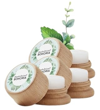 BOHORIA Cristalli di Mentolo Naturale – 7 g in Crogiolo di Legno – Pietra Rinfrescante per Rituali Spa, Massaggio e Aromaterapia – Cristallo di Mentolo Puro 3 pezzo