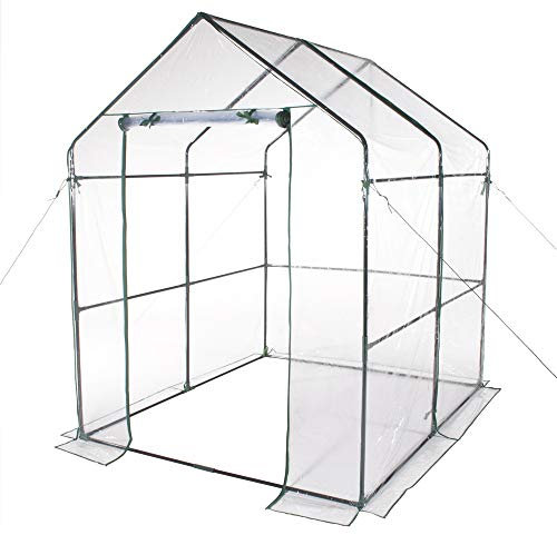 VERDELOOK | Serra a Casetta Senza Ripiani con Telo in PVC Trasparente, Struttura in Metallo, 143x143x195 cm, per Protezione Piante, Giardinaggio, Resistente, Apertura con Cerniera