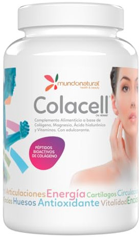 Mundo Natural - Colacell Polvo | Colageno con Magnesio y Acido Hialuronico | Colageno con Magnesio y Vitamina C | Colageno Polvo + Carbonato de Magnesio | Colageno Hidrolizado Puro 330g