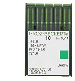 GROZ-BECKERT 10-pack lädernål 134 LR med rund kolv och skärspets för industrisugmaskiner