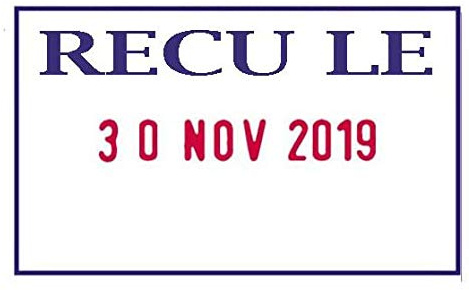 Recu LE Tampon dateur auto-encreur en caoutchouc 41 x 24 mm Date en anglais