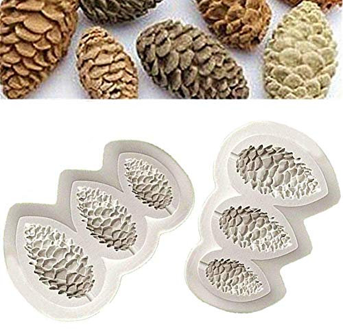 DUBENS 2 Stück Kiefer Kegel Kuchen Fondant Mold, Tannenzapfen Silikon Schokolade Candy Mold Gum Paste Zucker Handwerk DIY Kuchen Cupcake dekorieren Werkzeug Polymer Clay Mould
