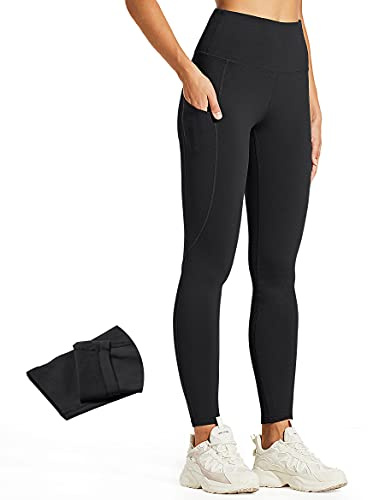 ZUTY Fleece Lined Leggings Women Water Resistant Winter Thermal Warm Tights Running Leggings with Pockets Plus Size Black S