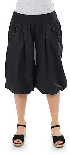 Malito - Damen Caprihose - Kurze Unisize Pumphose aus Baumwolle - leichte Bequeme Stoffhose für warme Tage - dünne Aladinhose für den Sommer 23286P (Größe: 34-40 schwarz)