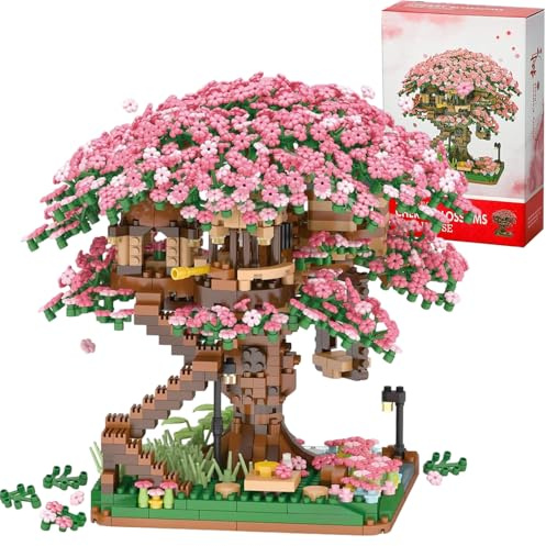 Tirff Sakura Arbre Maison Construire Bloc, 2008 Pièces Ensemble de Construction Cabane dans Les Arbres, Sakura Botanical Collection Building Set pour Adultes, Not Compatible with L*go