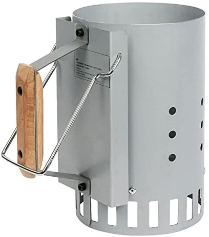 Arrancador de chimenea portátil de carbón con mango de haya y entrada de aire, eficiente encendedor de barbacoa para carbón, carbón y briquetas - Arrancador de carbón de chimenea para una parrilla