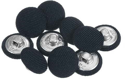 HARFINGTON 10pcs 24L Fabric Cloth Covered Button 15mm Metal Shank Round Sewing Buttons for Suits Dress Blouses, Navy Blue