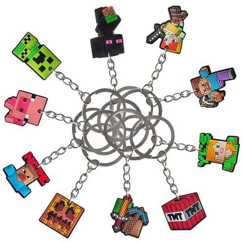 LGUZAKO Partytütenfüller für Kinder, 10 Schlüsselanhänger, Partygeschenke für Geburtstag, Weihnachten, Knallbonbons