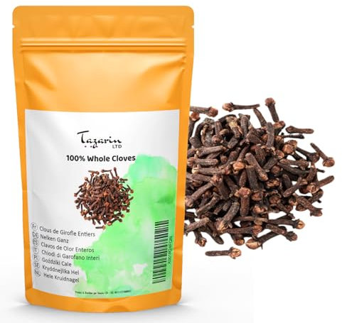 Clavo entero, 50 g, clavo de olor seco, de alta calidad seleccionado a mano, clavos no molidos, ideal para cocinar, 100% natural, sin aditivos. Tazarin Ltd