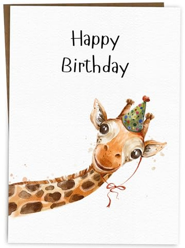 BYANIKA Happy Birthday Card | Cute Bday Message For Him, Her Special Friend, Women, Men, Female, Male, Boyfriend, Girlfriend, Husband, Wife, Sister, Brother, Niece, Nephew, Adult, Teenager | Giraffe