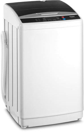 ROVSUN 25LBS Portable Washing Machine, Full-Automatic Electric Laundry Machine with Stainless Steel Drum, Compact Washer and Spin Dryer Combo with Drain Pump for Home, Apartment