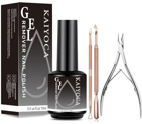 Gel Nail Polish Remover Kit, Professional Gel Polish Remover with Cuticle Nippers & Nail Polish Scraper, Don't Hurt Your Nails, Easily & Quickly Remove Nail Polish in 3-5 Minutes