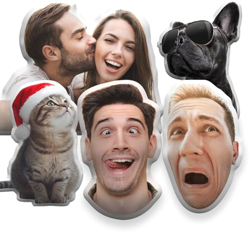 UNIGIFT Coussin Personnalisé Photo - Peluche Personnalisée Photo pour Homme Femme Couple Copain Copine - Oreiller Personnalisé Photo, Cadeau Drole Personnalisable pour Noël Saint-Valentin Anniversaire