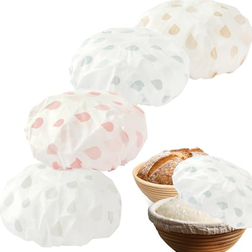 Gekamoyue 4 Pieza Cubierta de Levadura de Pan，Cubiertas de Cuenco de Pan Reutilizables para Panadería, Hogar, Horneado, Gorro de Ducha