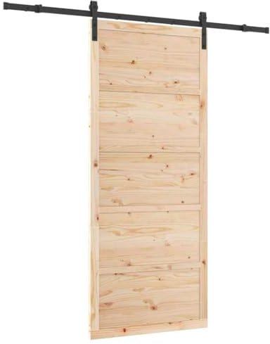 vidaXL Set di porte scorrevoli in pino massello, rustico, misura 100 x 208 cm, stile country, finitura marrone. Include componenti regolabili. Perfetto per ingresso e soggiorno. Uso interno e montagg