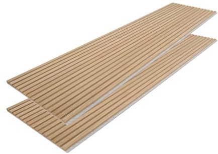 Walleu - Pack de 2 Paneles Acústicos Decorativos 240x60 cm (Roble Natural con Fieltro Gris)