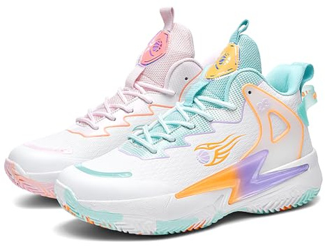 Bolognifi Zapatillas Deportivas Antideslizantes for Entrenamiento de Baloncesto al Aire Libre for Hombre Regalos(Green pink1,39 EU)