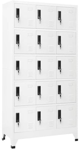 Frdhee Armario de oficina para taller, color blanco, 90 x 40 x 180 cm, acero para productos de limpieza, ropa y accesorios del hogar