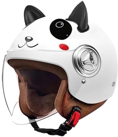 Caschi Per Bambini E Bambine, Caschi Per Scooter, Go-Kart E Bici Con Visiera, Design Leggero E Ventilato, Casco Da Moto Jet Per Bambini 1,(50-57CM)