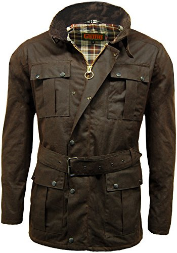 Game Herren-Biker-Jacke/Motorrad-Jacke mit Gürtel, Wachsjacke Gr. Large, braun