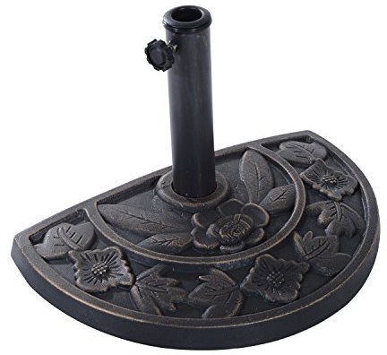 Outsunny Pied de Parasol Base de lestage Parasol Demi-Cercle Poids Net 9 kg résine Imitation Fonte Motif Fleur 50L x 31l x 32H cm Bronze