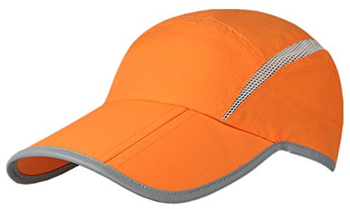 Magracy Unisex Schnell trocknende Sportmütze Sommer Faltbare Laufmütze mit reflektierendem Krempe Outdoor atmungsaktivem Netz-Hut, Orange